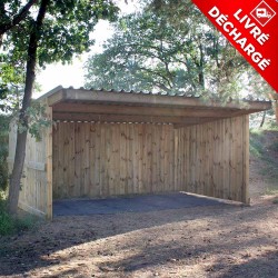 Abri à fourrage tout bois avec auvent de 1m