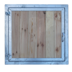 Volet avec encadrement acier galvanisé.