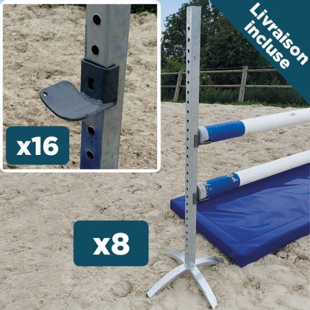 Lot de 8 chandelles en acier galvanisé + 16 cuillères