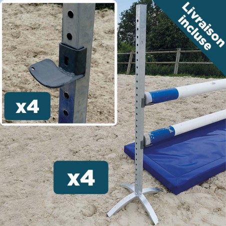 Lot de 4 chandelles en acier galvanisé + 4 cuillères