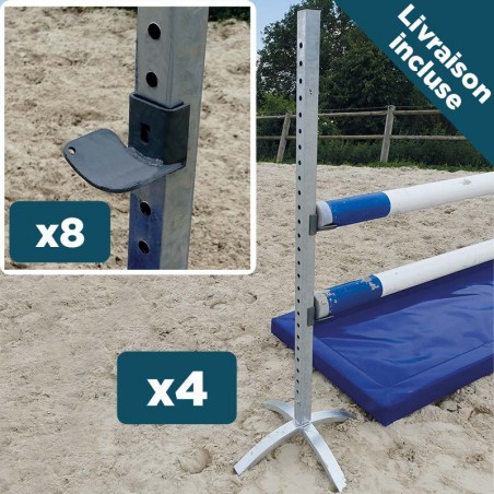 Lot de 4 chandelles en acier galvanisé + 8 cuillères